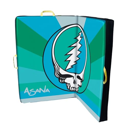 Asana Superhero Bouldering Crash Pad - Deluxe Suspension, Triple Layer Dual Density Foam Structure, Heavy Duty Nylon - Premium Rock Climbing Crash Mat with Huge Landing Zone (57x40x4)