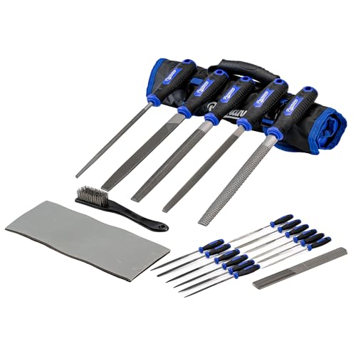 32PCS Metal File Set, Diamond Steel Needle Files, Wood Rasp | 4 Way Riffler File, Sandpapers, Wire Brush with Tool Bag for Metal, Wood, Plastic, Jewelry Carving, Polishing
