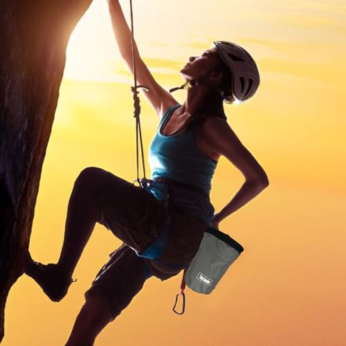 Rock Climbing Bag Anti-Slip Multifunctional Flexible | Waterproof for Climbing Bouldering Gymnastics Fitness Weight-Lifting Strongman Gym Workout Bouldering Chalk Pouch Climbing - color: Gray powder bag + D-shaped buckle