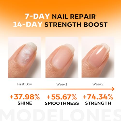 Modelones Nail Strengthener and Growth, Water-Based Nail Hardener Repair | Nail Hardener Extra Strong and Growth 3-in-1 Clear Nail Repair Mode Strengthening Polish Care Gifts Women 13.5ml 0.46 Fl Oz - color: Clear