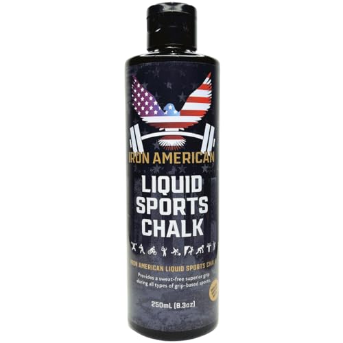 IRON AMERICAN Liquid Chalk - No-Mess Long-Lasting Grip Chalk for Weightlifting, Gymnastics, Rock Climbing, and Fitness Training - Advanced Hand Chalk for Gym - size: 1-PACK (250 mL)