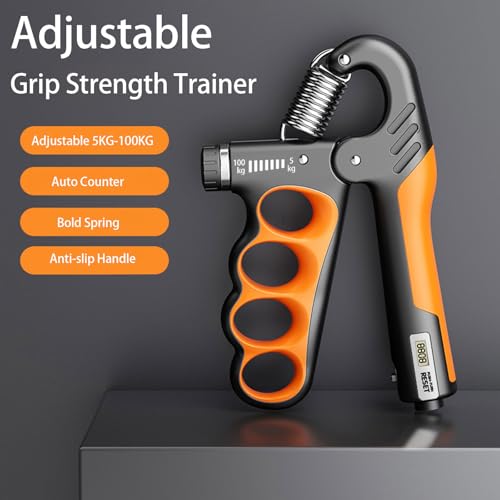 Grip Strength Trainer, 5-100KG (11-220 LB) Adjustable Resistance Forearm Hand Gripper Strengthener with Counter, Hand Wrist Exercise Workout Equipment for Home/Office Gym - color: Pink