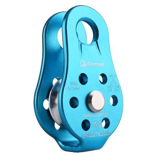 YAPJEB 26kN Climbing Single Pulley, Aluminum Climbing Bearing Pulley CE Certified for for Heavy Duty, Climbing, Zipline, Hauling Outdoor Activity (Blue) - color: 26 kN - Blue