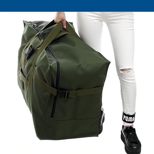 Arxus Large Duffel Bag, Waterproof Carry on Weekend Overnight Storage Bag over Luggage for Airline, Travel, Camping, Moving - color: 120L-Dark Green