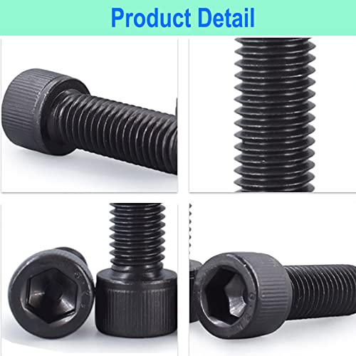70PCS Hex Socket Head Cap Screws Bolts, M6 x 10/12/16/20/30mm, Allen Head Internal Hex Drive Machine Screws Set with Hex Wrenches, Grade 12.9 Alloy Steel, Black Oxide, Fully Threaded: 1.0mm