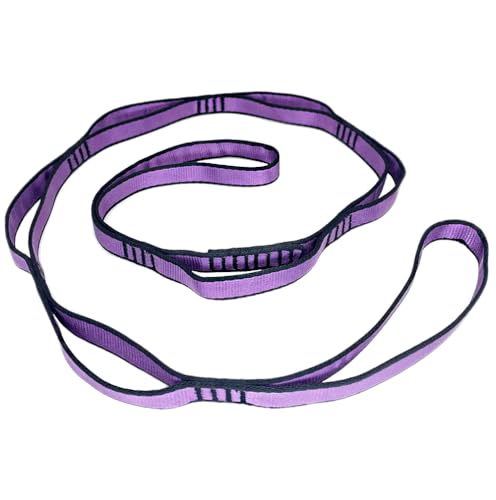 2Pcs Daisy Chain Multipurpose Anti-Gravity Yoga Belt, Climbing Rope, Hammock Rope - 23KN Double-Layer Adjustable Nylon Strap Rope Strong Daisy Chain - color: pink purple