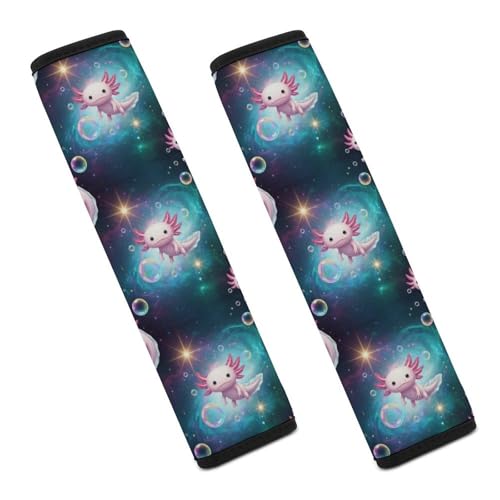 Universal Fit Seat Belt Cover for Adult Use, Stroller Pushchair High Chair, 2PCS Animal Galaxy Cute Kawaii Axolotl Harness Pads Strap Shock Absorption - color: Pattern 761