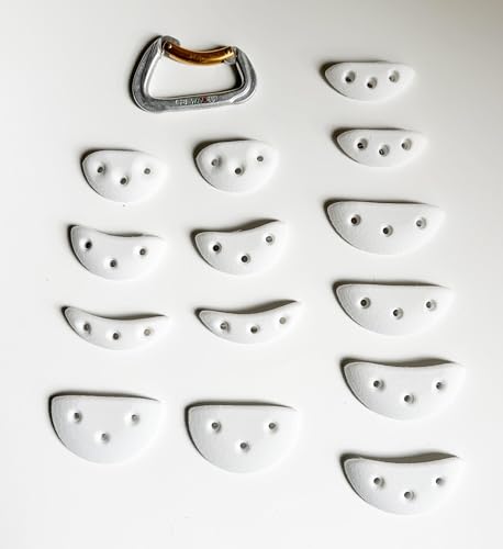 14 Screw On Crimp Rock Climbing Holds Advanced Climbing Holds Home Climbing Wall Bouldering Gym Holds Eco Friendly Dual Textured Crimps for Finger Strength - color: Bone White