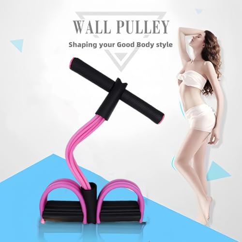 Resistance Bands for Exercise,6-Tube Elastic Yoga Pedal Puller Resistance Band, Natural Latex Tension Rope Fitness Equipment, for Abdomen/Waist/Arm/Leg Stretching Slimming Training - color: Pink