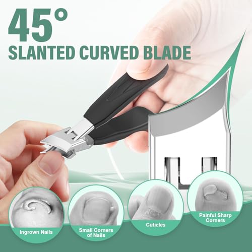 Upgrade Large Toenail Clippers for Thick Nails for Seniors Non-Slip Long Handle, Slanted Eagle Beak Angled Nail Clippers, Wide-Mouth Splash-Proof Curved Precision Ingrown Nail Cutter for Men Women - style: Modern