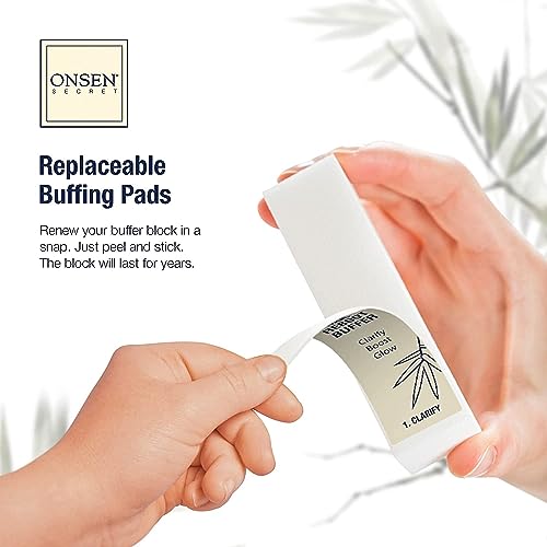 Onsen Secret Complete Nail Reboot Kit w/Cuticle Oil 10ml, Nail File 120/180 Grit Double Sided, A 3-Way Buffer Block & Cuticle Serum-15ml in Action | Super Value Pack - size: Complete Nail Reboot Kit