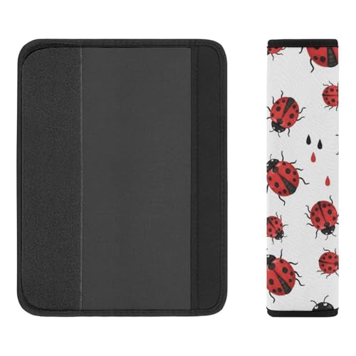 Soft Padded Car Seat Straps Shoulder Pads for Elderly Support, All Vehicles, 1 Pair Ladybug Rain Beige Shoulder Protector Anti-Slip Pad - color: Pattern 771