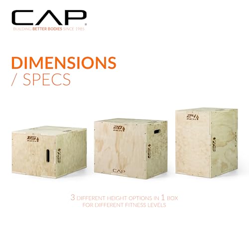 CAP Barbell 3-in-1 Plyometric Box | Multiple Styles and Sizes - size: 24in x 20in x 16 in, style: WOOD