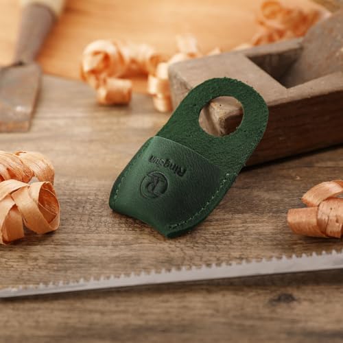 Thumb Guard Wood Carving Tools, Leather Finger Protector, Handmade Carpenter Working Carving Kit Accessories Green - color: Green