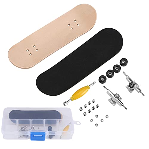 HERCHR Finger Boards, 1Pc Maple Wooden Alloy Fingerboard Finger Skateboards Creative Fingertips Daliy Playing Relaxing Movement Set with Box for Relax Play (Black) - color: Black