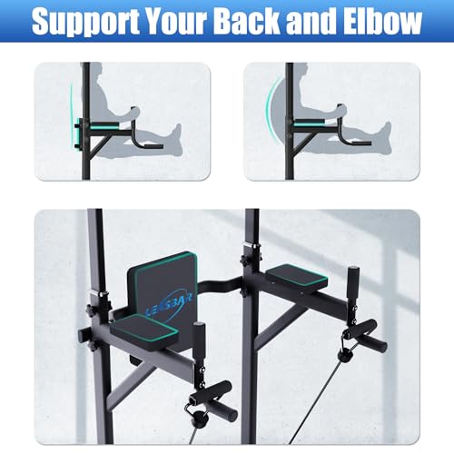 Pull Up Dip Station for Home Gym, Power Tower with Backrest, Adjustable Height Pull Up Bar Stand, Multifunctional Strength Training Fitness Workout Station