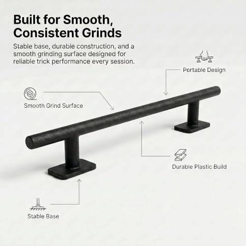 Fingerboard Rail Trick Skate Grind Rail, Mini Finger Skateboard Obstacle for Tech Deck Style Fingerboarding, Portable Desk Skatepark Ramp for Grinds, Slides & Combo Tricks, Skate Training Accessory