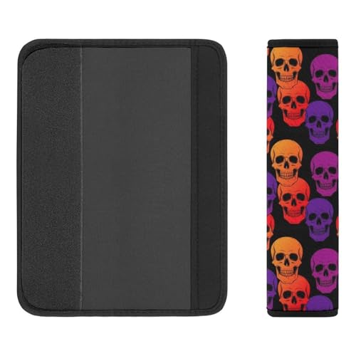 Universal Soft and Comfortable Skull Ombre Black Seat Belt Cover for Kids, Most Cars, 2 Piece Seat Belt Covers Cushion Shock Absorption - color: Pattern 374