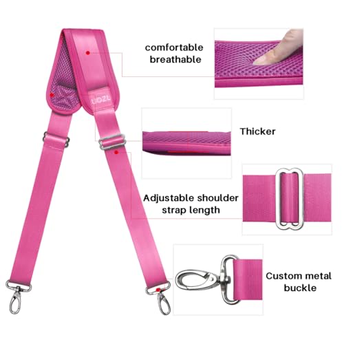 59 Inch Shoulder Straps, Soft with Ultra-Thick Fixed Shoulder Pad, Two Way Independently Adjustable Buckle Replacement Straps for Laptop Bag Messenger Bag Tool Bag Luggage,Rose Red - color: Rose Red, size: 59 inch