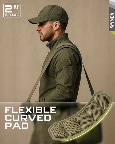 WYNEX Shoulder Strap, 55 inch Universal Bag Strap Replacement with Pad | Single Shoulder Strap with Detachable Thick Pad, Crossbody Bag Strap for Tactical Pouch Tool Bag Messenger Bag Luggage Duffle - color: Army Green, size: 2“ Strap
