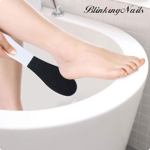 5 Pack Foot File Callus Remover - Professional Double Sided Foot Rasp for Dead Skin & Hard Cracked Heels, Sandpaper Pedicure Tool with Ergonomic Plastic Handle, Home Spa Kit for Smooth Soft Feet - color: Black