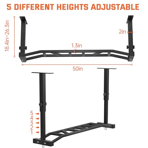 48" Ceiling Mount Pull Up Bar - Heavy Duty Multi-Grip Chin Up Bar for Garage/Home Gym and Strength Training, Adjustable Height&Supports to 600 Lbs