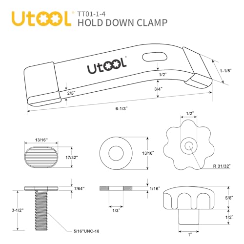 4 Pack T-Track Hold Down Clamps Kit, 6-1/3" L x 1-1/5" Width, Blue | Heavy Duty Anodized Clamps for Woodworking - size: ‎4 PCS Clamps