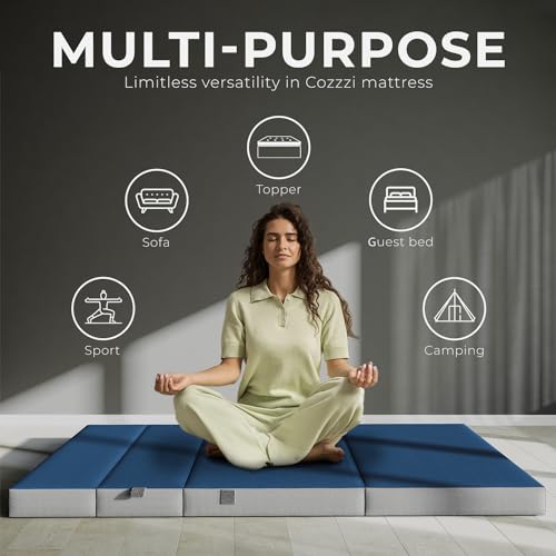 4 Inch Twin Folding Mattress for Floor and Traveling with Removable Cover - Lightweight and Portable Mattress for Adults & Kids - Compact and Easy to Storage (75in x 39in x 4in) - size: Twin (75in x 39in x 4in), style: Navy