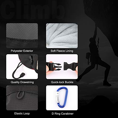 Moko Rock Climbing Chalk Bag, Bouldering Chalk Pot Bucket with Adjustable Belt & Carabiner Drawstring Climbing Gear - color: Gray & Black, style: Cylinder