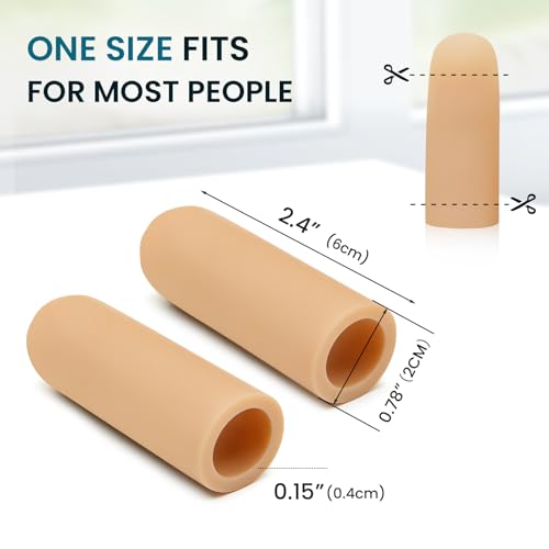 Povihome Finger Cots Protectors - Moisturizing Thumb and Finger Covers - Thickend Version - Elastic Cracked Silicone Finger Sleeves to Protect Cracked, Peel Finger and Other Finger Pain (Beige, 20PCS) - color: Beige, size: Medium (20PCS)