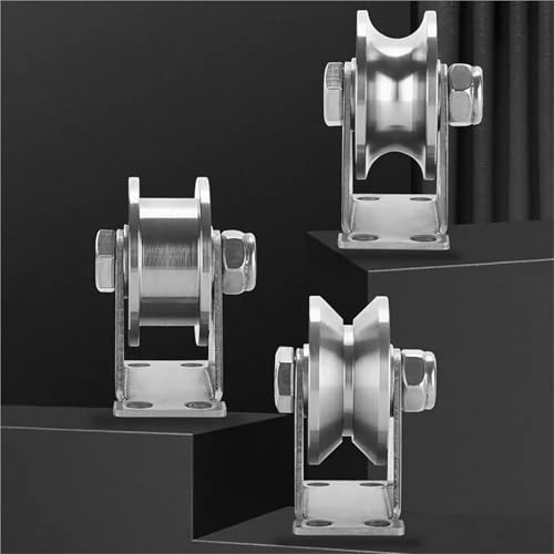 U Groove Stainless Steel Wall Pulley 2Pcs Track Wheel Bearing Pulley 304/201 Stainless Steel U/V/H Shaped Sliding Door Rollers Thickened 48 Wheel Rigid Caster(304 48H) - color: 304 48H