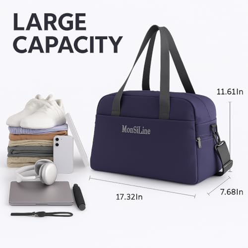 Gym Bag for Women Men with Shoe Compartment, Waterproof Small Duffle Bag for Travel, Sports, Weekend Lightweight Carry On Tote Bag (Blue) - color: Blue