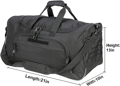 HYKING Gym Bag for Women & Men Tactical Duffle Military Weekender Work Out Lightweight Waterproof Sports Tote Shoe Pocket Black - color: Black