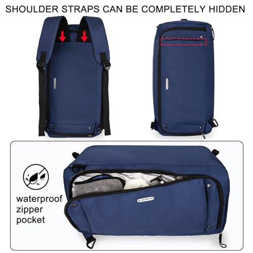 Goloni Gym Bag for Men & Women,40L Large 3 in 1 Sports Travel Duffel Bag with Shoes Compartment and Wet Pocket,Weekender Overnight Backpack,Blue - color: Blue