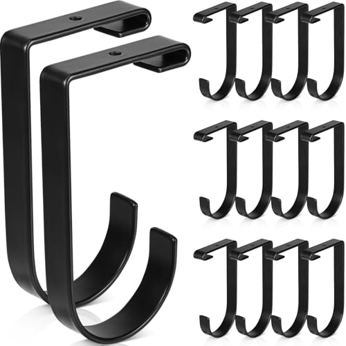 Ferraycle 12 Pcs Add-on Storage Hooks for Ceiling Rack and Wall Shelving, Bike Hanging and Flat Hooks, Black