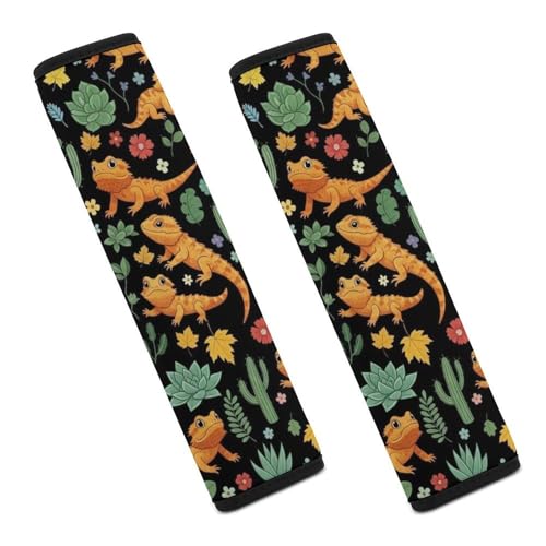 2 Pack Reptiles Bearded Dragon Seat Belt Shoulder Pad Universal Soft and Comfortable Shoulder Protector for Kids, Most Cars, Pressure Relief - color: Pattern 1076