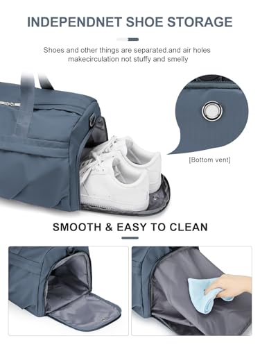 Gym Bag for Women Men with Shoe Compartment, Sport Duffel Bag, Waterproof Travel Weekender Overnight Carry on Bag for Yoga with Trolley Sleeve, Jewel Blue - color: A1-Jewel Blue