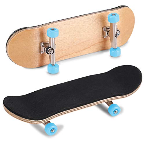HURRISE Wooden Finger Skateboard, Maple and Alloy Fingerboard with Box, Light Blue, Stress Relief Kids Gift - color: Light Blue