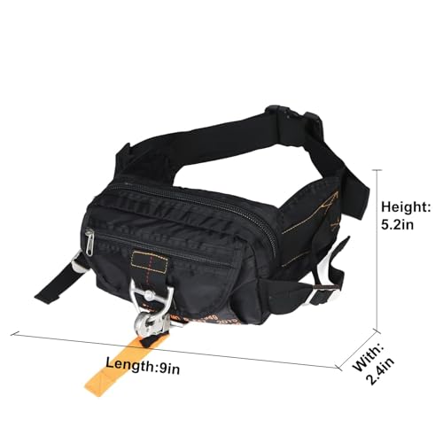 Tactical Waist Bag Parachute Buckle Multi-Pocket FannyPack Black | Koisgext tactical waist bag, tear-resistant nylon, 9"x5.2"x2.4", 0.8 lbs, parachute buckle, multi-pocket, zipper pockets - color: Black