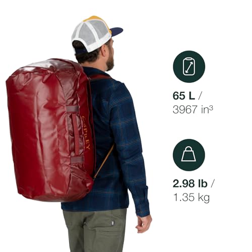 Osprey Transporter Lightweight Travel Duffel Bag - Extra Large Water Resistant Durable Gear Bag for Men and Women - color: Mystery White-moody Burgundy, style: 65l