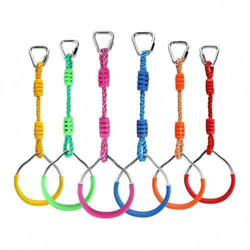 Ninja Rings Monkey Bars Swing Trapeze Bar Playground Swingset Rings Ninja Course for Kids Ninja Gymnastic Rings Backyard Ninjaline Obstacle Accessories (6 Color)