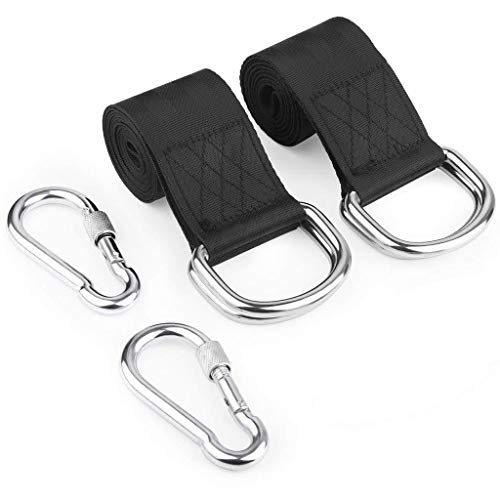 Tree Swing Straps, 2 PCS Hanging Kit 5ft Straps Holds 2200 lbs with 2 Safer Lock Snaps Perfect for Swing Seat, Plank, Hammock - color: 150cm straps with Carabiner