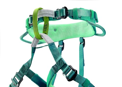 PETZL MACCHU Kids' Rock Climbing Harness | Adjustable Seat Harness for Children Less Than 40kg / 88 lbs - color: Atlantic Blue