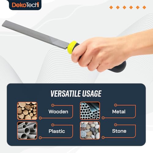 6-inch Flat Hand Metal File with High Carbon Hardened Steel, Ergonomic Grip, Plastic Non-Slip Handle, Suitable for Wood, Plastic, Metal, Model, 3D-Print, etc. - style: 6-Inch Flat Hand File with Ergonomic Handle