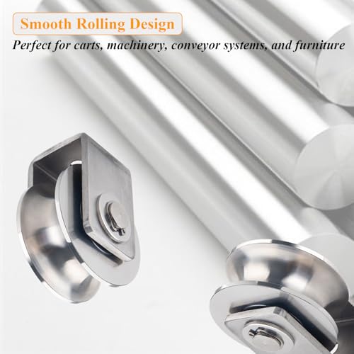 Stainless Steel U Groove Wheel Heavy Duty Pulley Smooth Rolling Door Wheels Sliding Gate Hardware High Weight Capacity Rollers Rolling Driveway Gate Bracket Rollers for Carts Furniture Machinery - size: 4pc 2inU