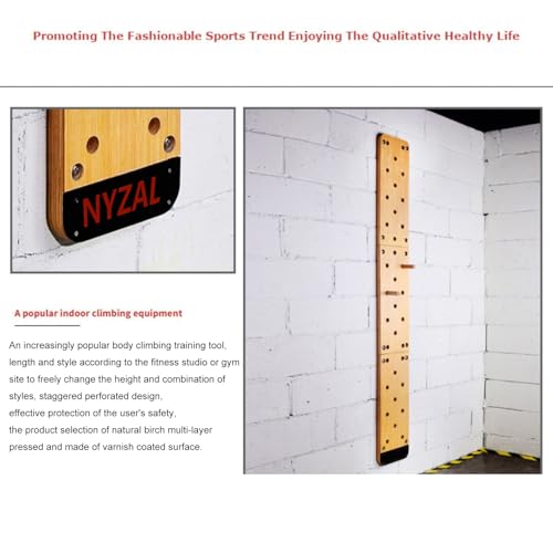 96inchs Climbing Pegboard, Wall-Mounted Climbing Board, Sturdy Birch Wood Pegboard Climbing Wall with Wooden Dowel Pegs, 35 Staggered Climbing Holes，Freely Combinable, Three-Part