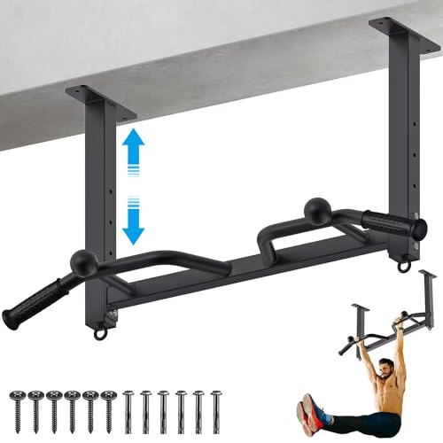 Kipika 32" Ceiling Mounted Pull Up Bar - Heavy Duty, Highly Adjustable, Multifunctional Chin Up Bar - Home Gym System with Punching Bag Hanger and Resistance Bands Training - color: Ceiling Mounted Pull Up Bar with Ball