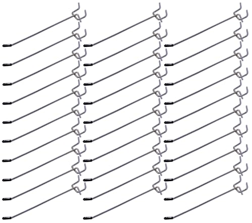 Bamboo's Grocery LoKii 30 Pack 6 Inch Silver Pegboard Hooks, 1/4" Heavy Duty Peg Board Shelving Hooks Organizer Accessories, Peg Board Tool Hangers - size: 6 Inch 30 Pack