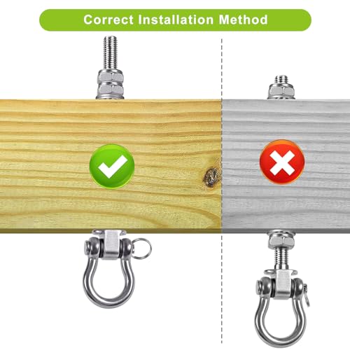 6Pcs Wood Beam & I-Beam Hanger, Permanent Antirust Stainless Steel Heavy Duty Swing Hooks, Yoga Hammock Chair Sandbag, Swing Sets Hardware, 180° Swing, 7" x M2/5" - color: Permanent, size: 9.25" 6 Pcs