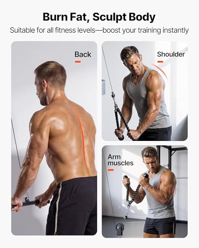 VEVOR LAT Pulldown Attachments, Cable Machine Rowing T-bar V-bar Tricep Pull Down Bar, Back Strength Training Rubber Coated Handle Grip, Bicep Curl Tricep LAT Pulldown Bar for Home Gym Fitness - size: Set with 1 Bar